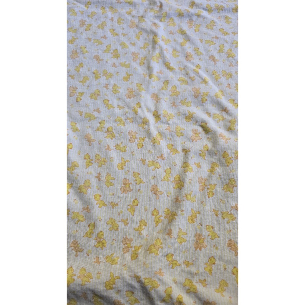 Vintage Carters Receiving Blanket Cotton Yellow Stripe Bunny Squirrel Baby Lovey